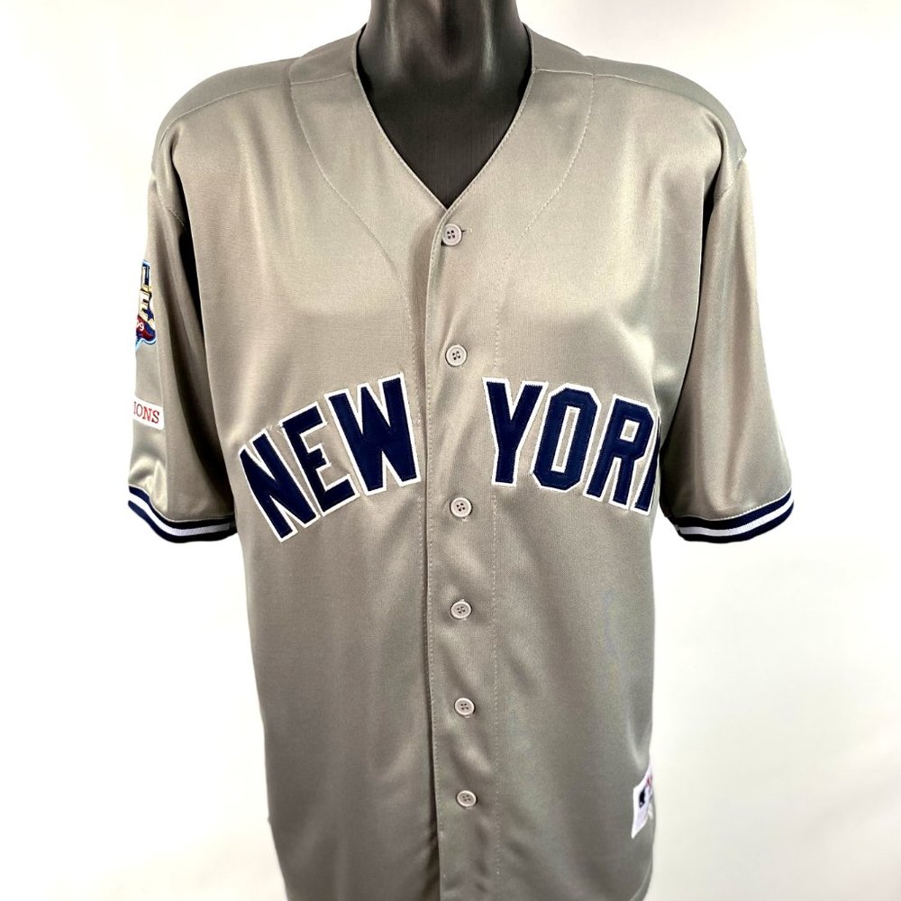 New York YANKEES #18 Damon Grey Jersey 2009 World Series Patch